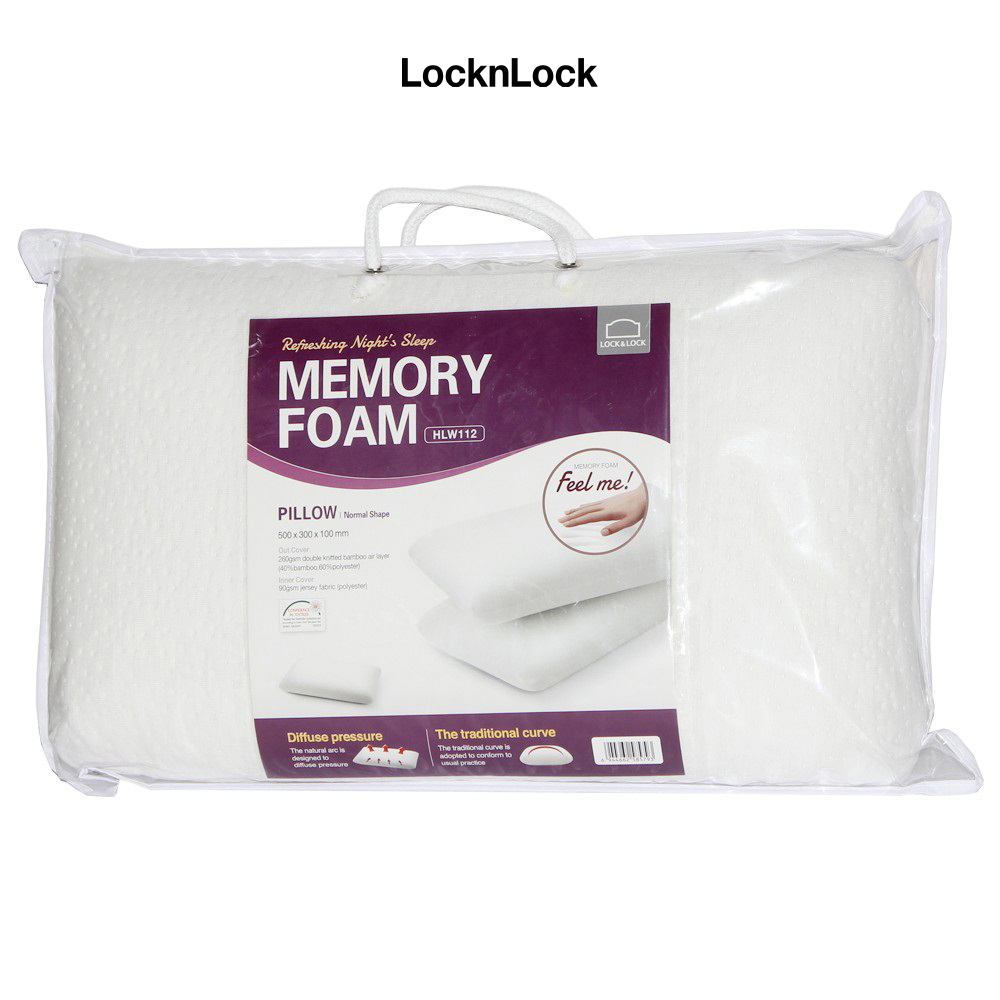Gối Memory Foam 50D Hình Dáng Thường Lock&Lock HLW112 - Trắng