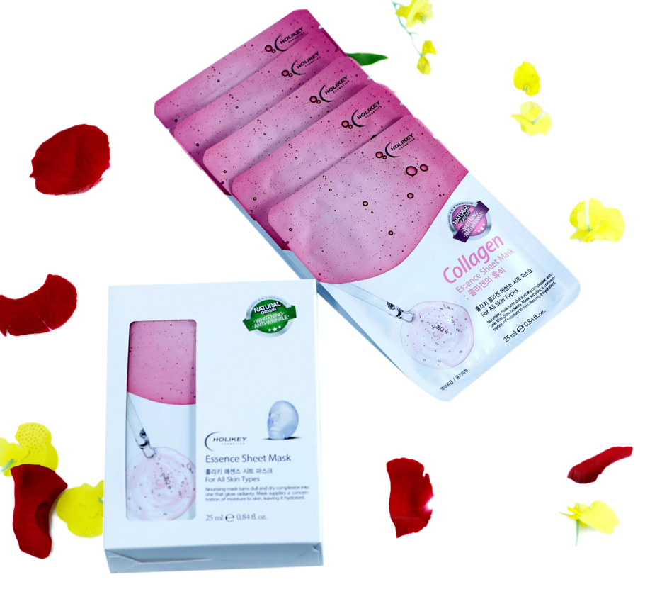 Combo 10 Túi mặt nạ giấy - Mặt nạ dưỡng trắng da chiết xuất từ collagen làm căng và trắng da Holikey Hàn Quốc 25mlx10