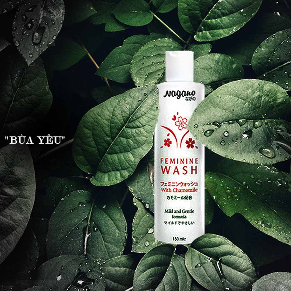 Dung Dịch Vệ Sinh Phụ Nữ Nagano Japan 150ml - FEMININE WASH WITH CHAMOMILE 150ml - Dung Dịch Ngăn Ngừa Vi Khuẩn Gây Các Bệnh Phụ Khoa, Ngăn Mùi Hôi Và Cảm Giác Ngứa Ngáy