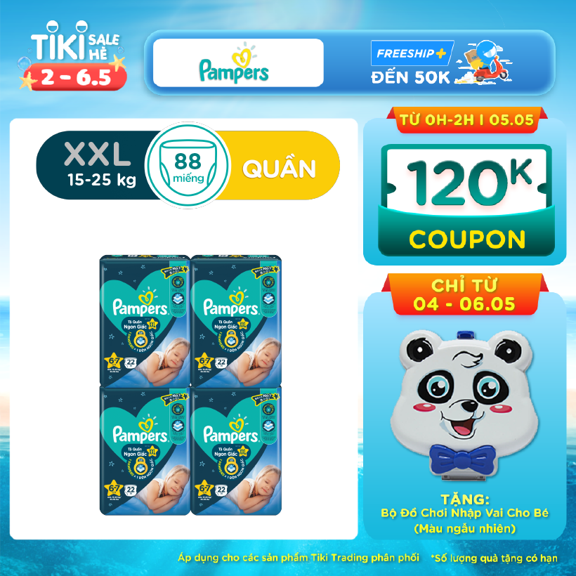 Combo 4 Tã/ Bỉm Quần PAMPERS Ngon Giấc, Size