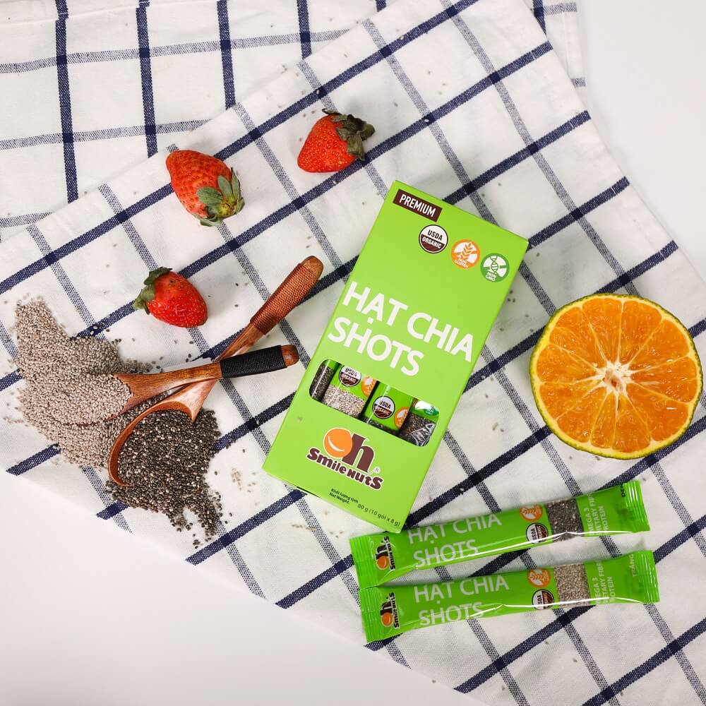 Hình ảnh Hạt Chia Shots hữu cơ Smile Nuts gói nhỏ tiện dụng (8g x 10 gói) - Organic Chia Seed Shots (8g x 10 bag) 