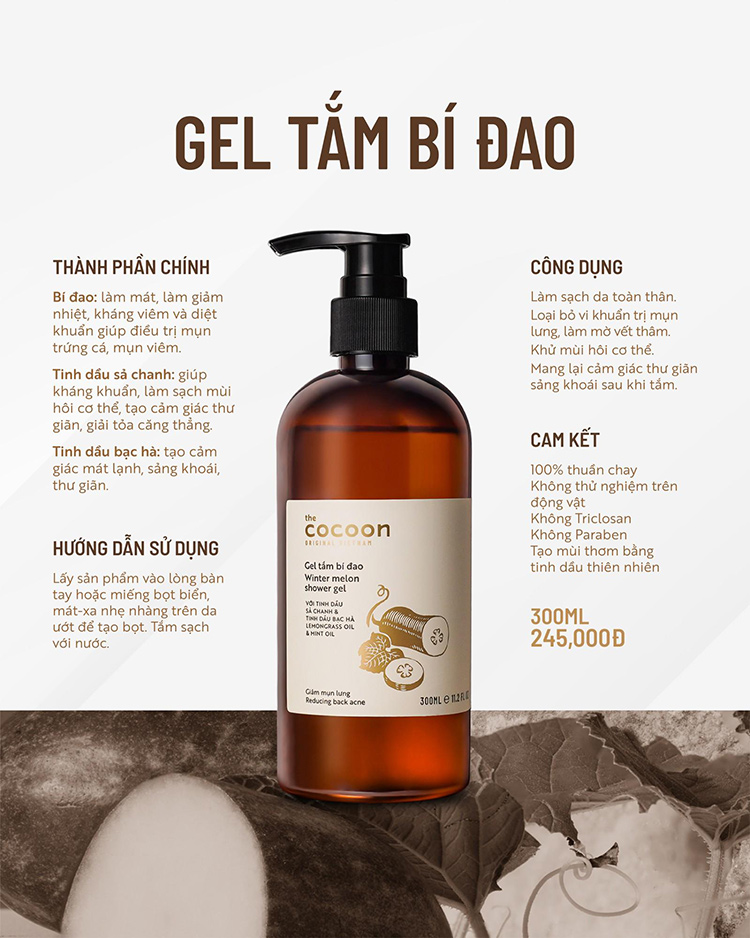 Gel tắm bí đao Cocoon 300ml
