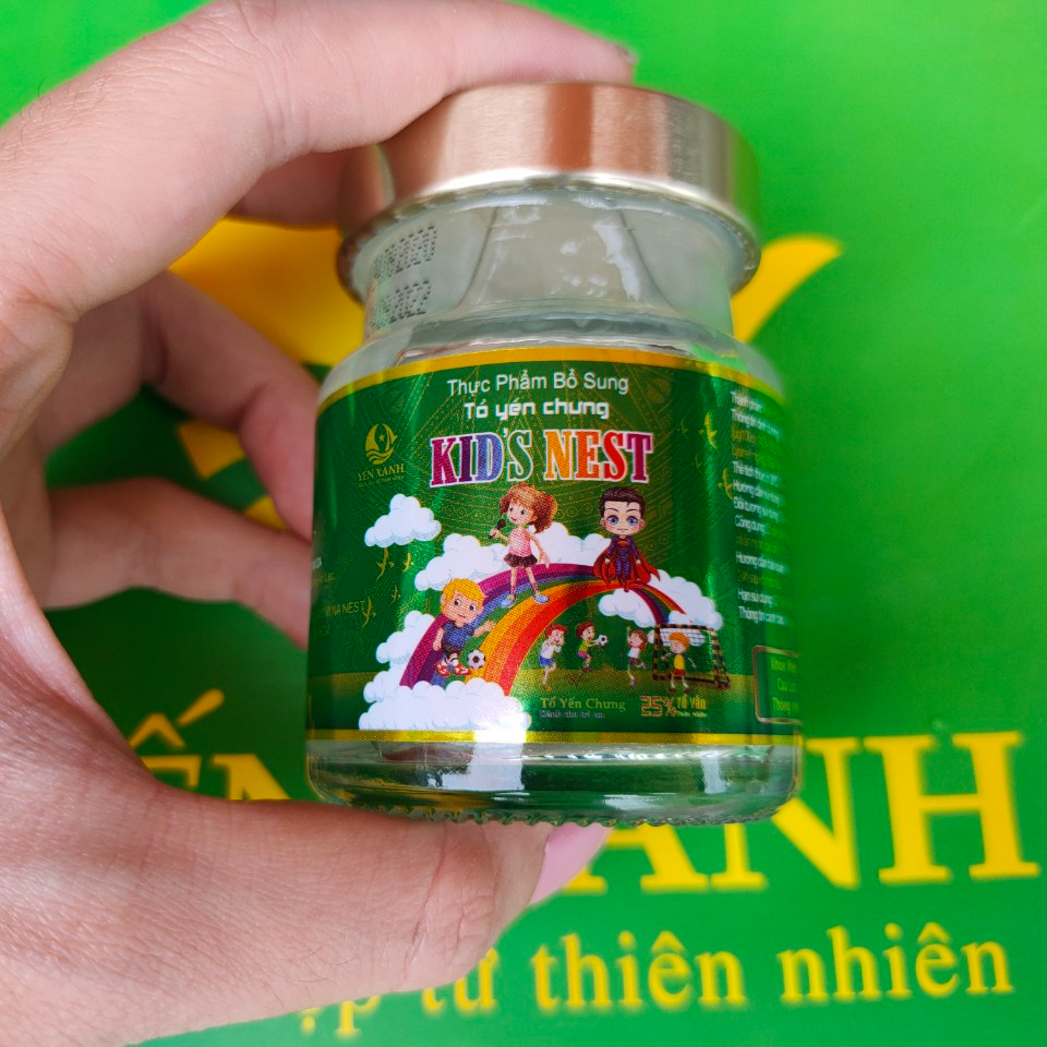 Nước tổ yến sào chưng dành cho trẻ em Kid's Nest - YẾN XANH , bổ sung canxi, vitamin D3, lysine, taurin giúp tăng cường sức khỏe, hỗ trợ tiêu hóa- Hộp 1 lọ x 70ml
