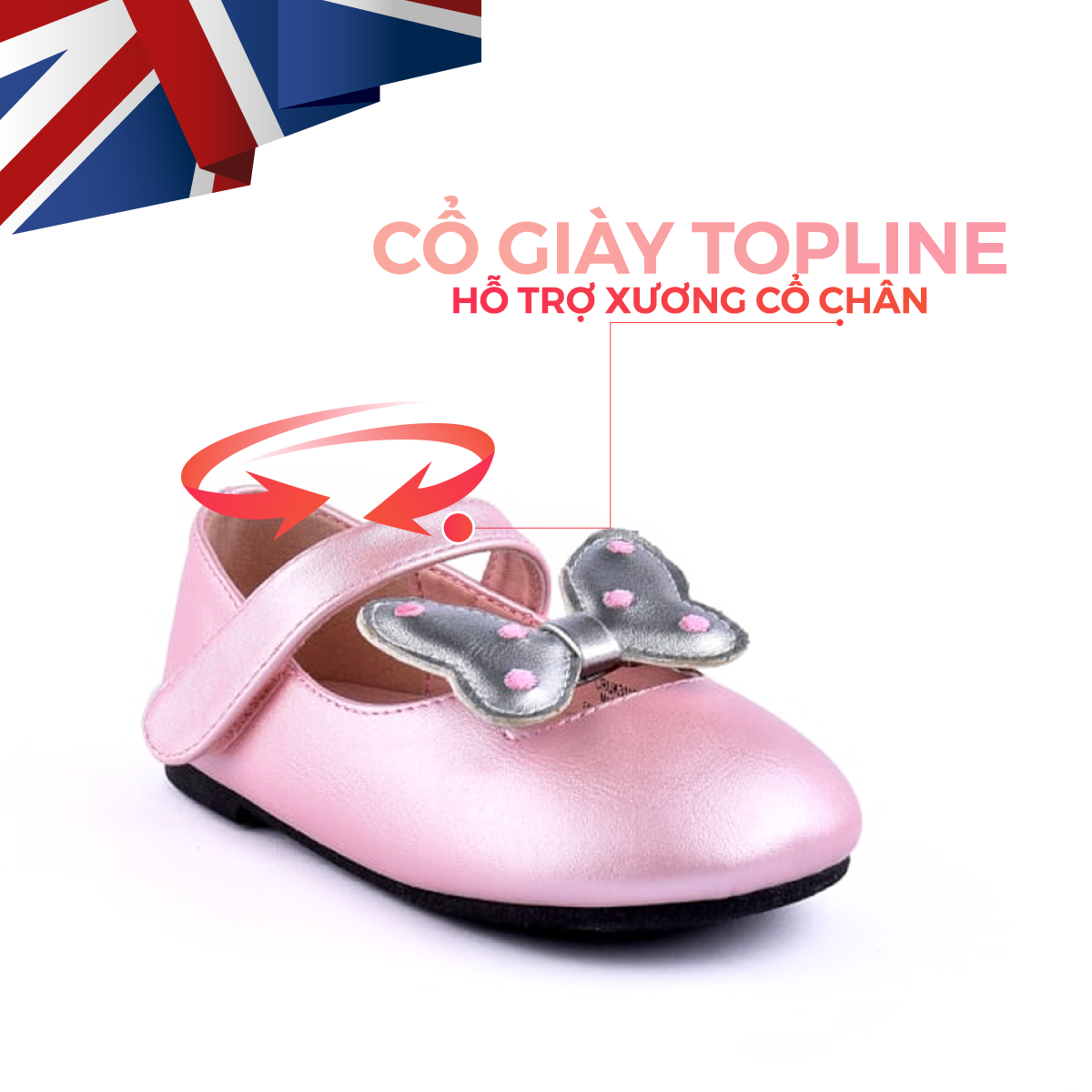 Giày Búp Bê Bé Gái Đi Học Đi Chơi Crown Space UK Ballerina Trẻ Em Cao Cấp CRUK3116 Nhẹ Êm Thoáng Size 30-36/6-14 Tuổi