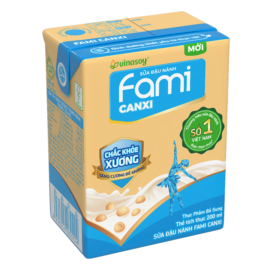 Thùng sữa đậu nành Fami Canxi Nguyên vị (200ml x 36 hộp