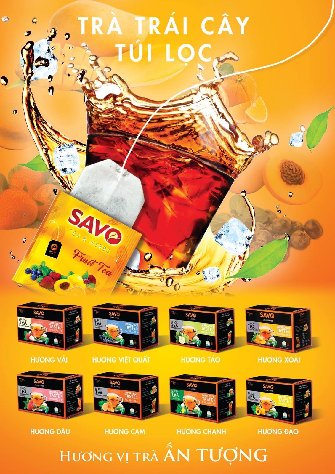 Trà SAVO Phúc Bồn Tử - Hộp 25 Gói x 2g