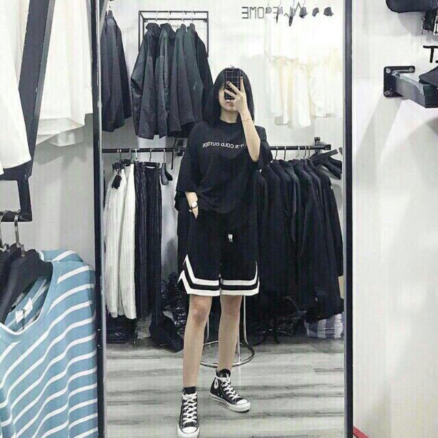 Quần short unisex Wind bóng chày Chữ V, quần sort unisex Ulzzang Wind