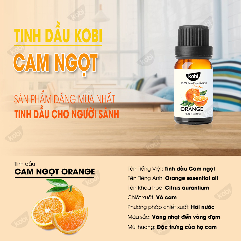 Tinh Dầu Cam Ngọt Kobi - Tinh Dầu Thiên Nhiên Nguyên Chất, Giúp Giảm Stress, Xua Đuổi Côn Trùng Và Khử Mùi Hiệu Quả, Thích Hợp Dùng Với Đèn Xông Và Máy Khuếch Tán  Tinh Dầu