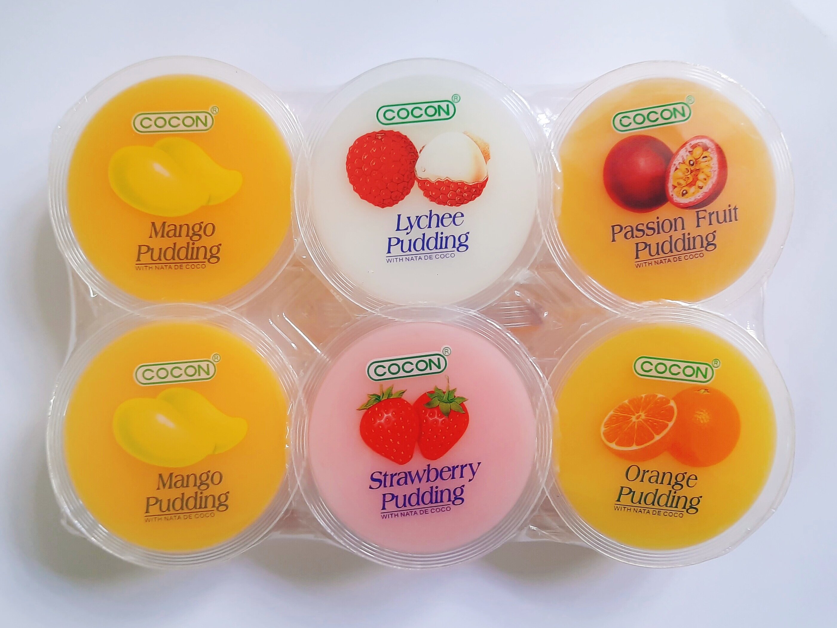 LỐC THẠCH 6 CHÉN HƯƠNG TRÁI CÂY TỔNG HỢP COCON - COCON NATA DECOCO PUDDING ASSORTED (80g x 6 hũ)