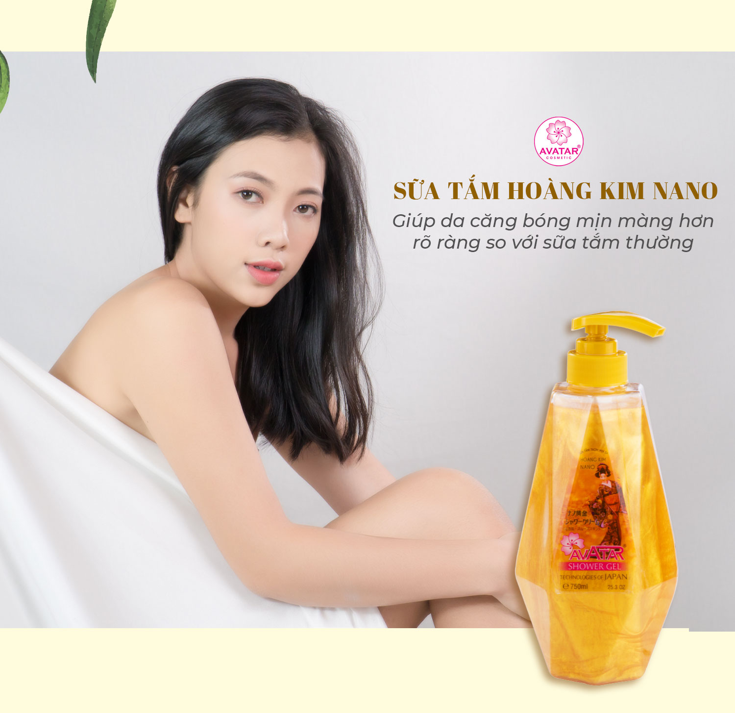 Sữa tắm Hoàng Kim Nano Avatar 350ml - giảm thiểu hắc tố cho làn da sáng đều màu (thích hợp cho cả gia đình)