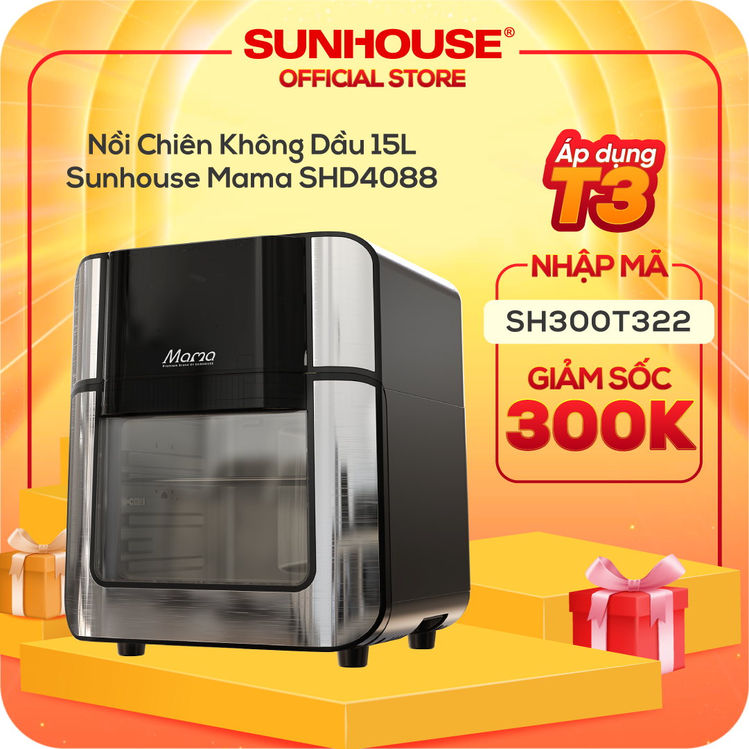 Nồi Chiên Không Dầu SUNHOUSE MAMA SHD4088 (15 Lít) - Hàng Chính Hãng