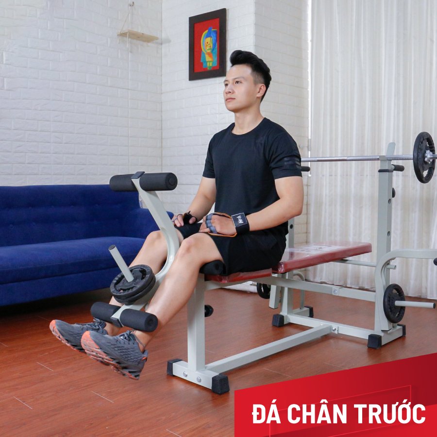 Giàn tạ đa năng 2014 kèm 54kg tạ gang , đòn tạ 1m5, 1 găng tay tập tạ