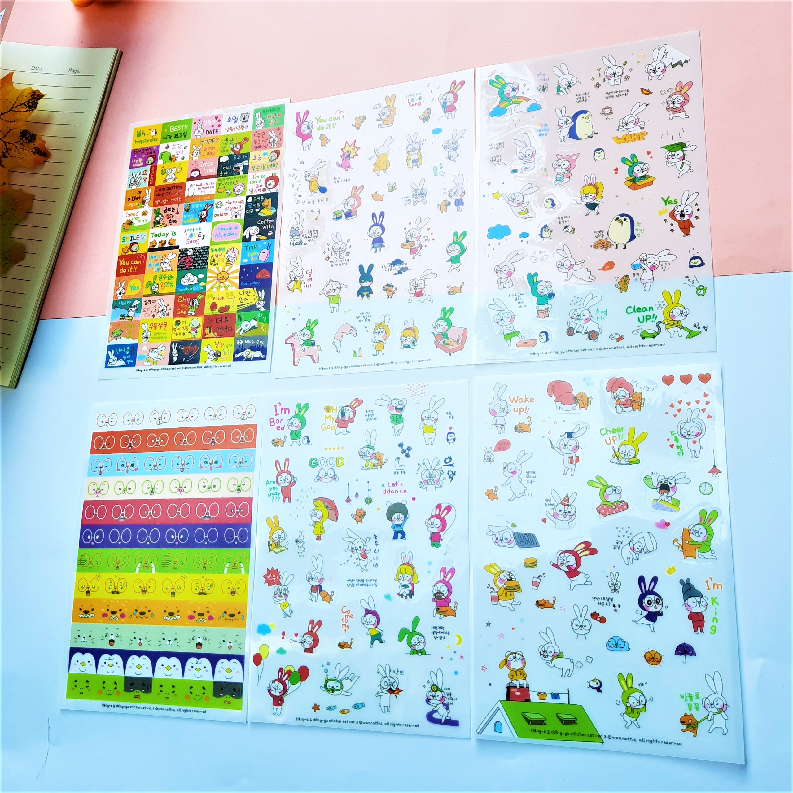 Combo 2 Bộ 6 Tấm Sticker Dán Trang Trí Pet Và Hong-E &amp; Dding-Gu FF013