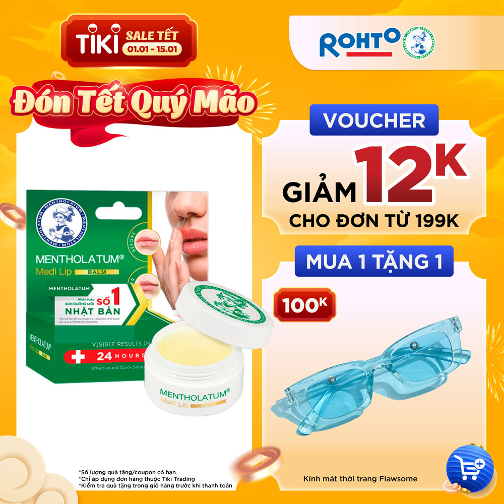 Son dưỡng môi dạng sáp chuyên biệt dành cho môi khô, nứt nẻ Mentholatum Medi Lip Balm 7g