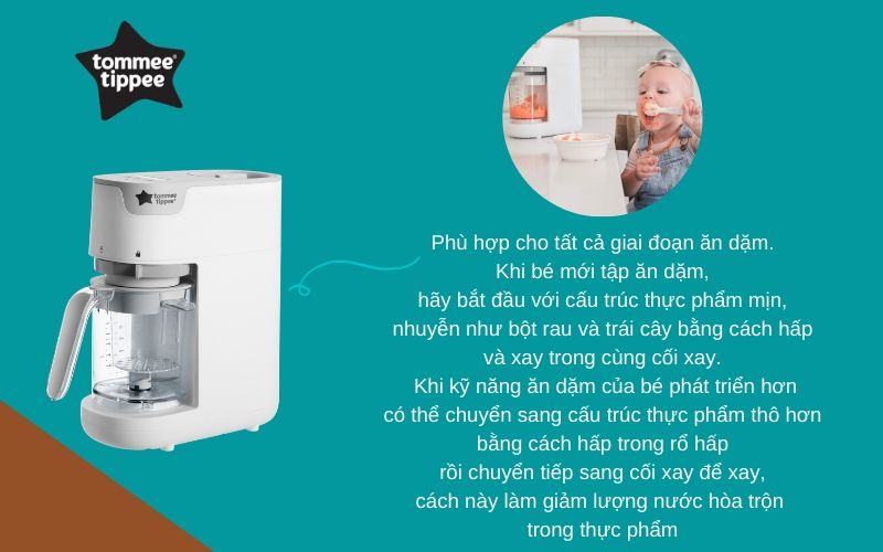 Máy xay hấp thức ăn cho bé Tommee Tippee Quick-Cook