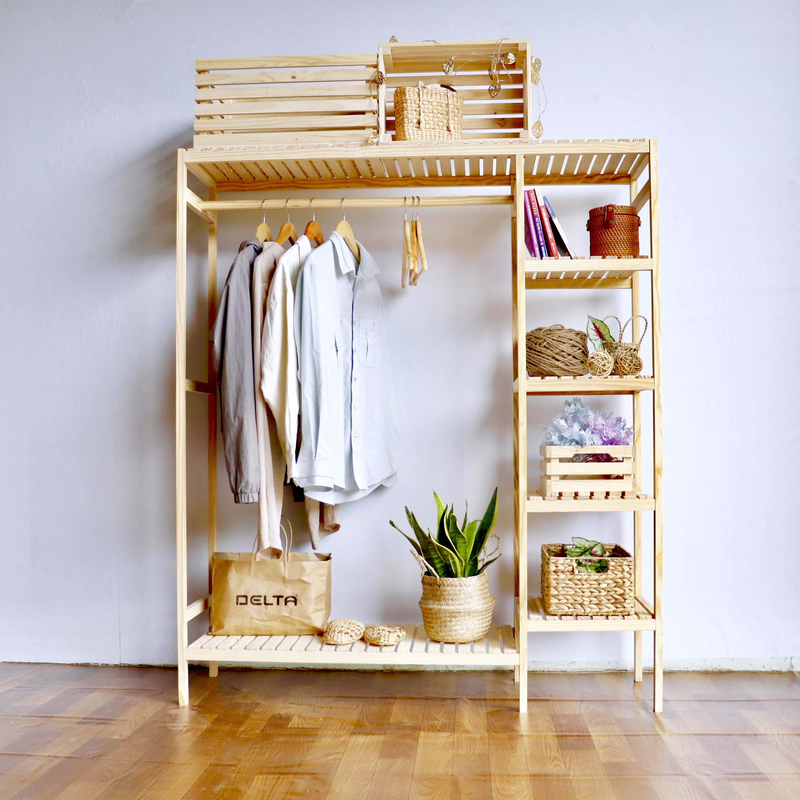 Tủ Quần Ao Gỗ Thong Twin Home Size 128cm Mau Tự Nhien Tủ Gỗ Thương Hiệu Twin Home Sieuthicholon Com