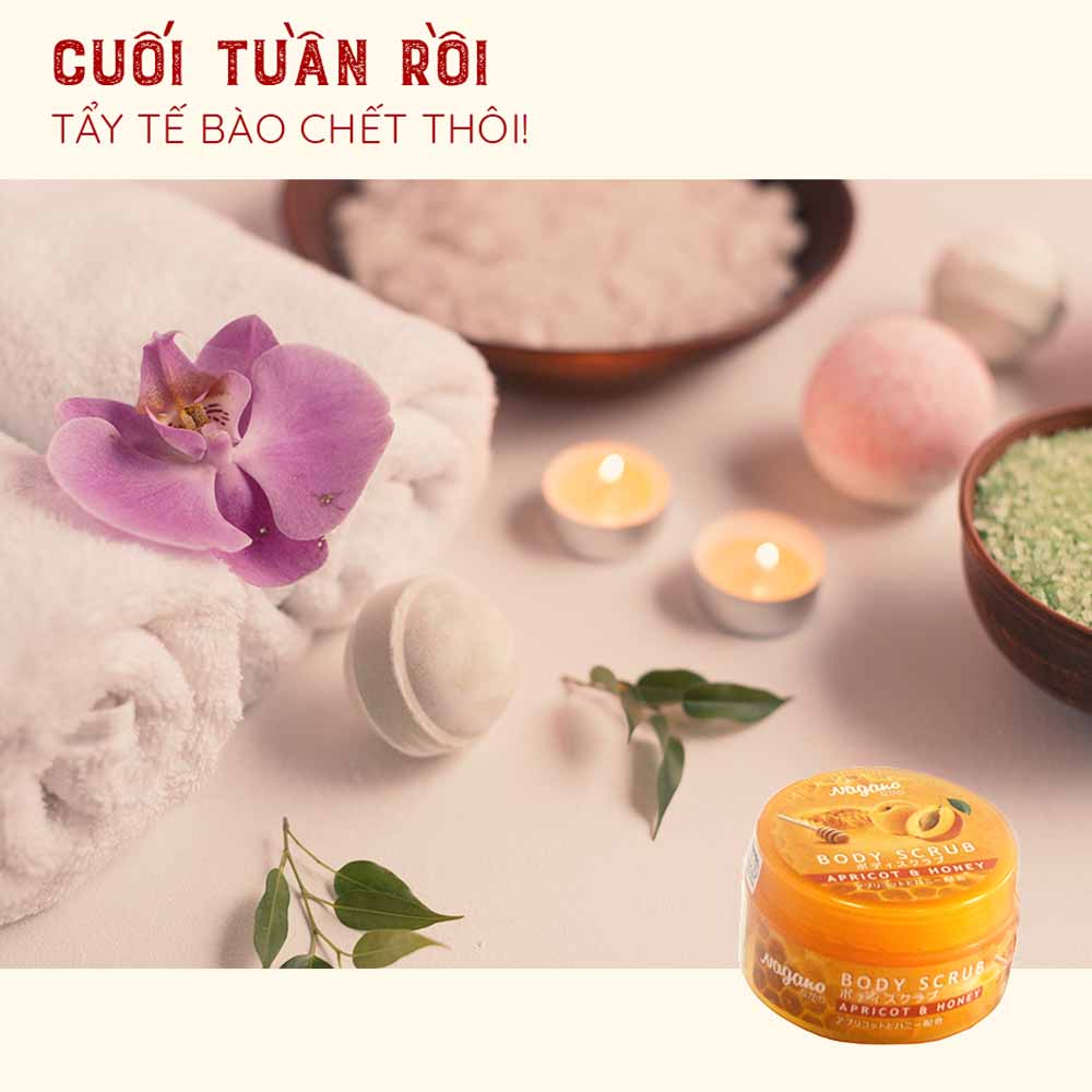 Kem Tẩy Tế Bào Chết Mật Ong Và Tinh Dầu Hạt Mơ Nagano Japan 100g - Body Scrub Apricot &amp; Honey Nagano 100g - Tẩy tế bào chết dành cho da mặt và toàn thân