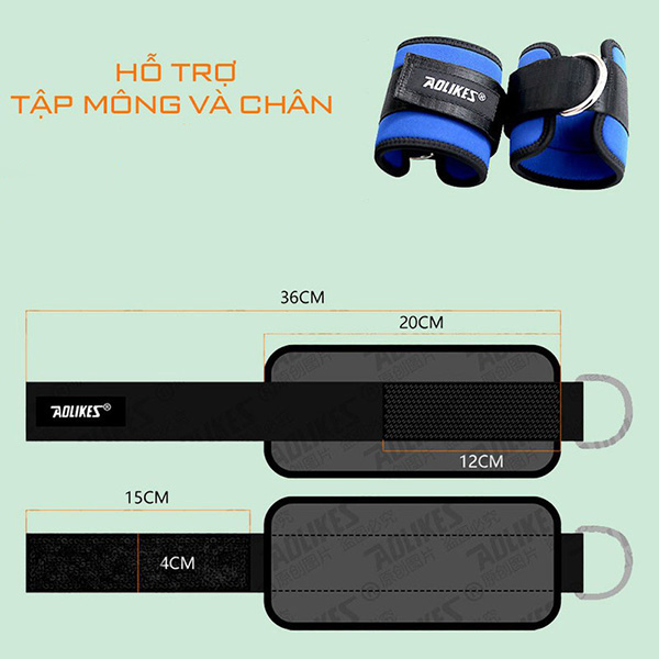 Quấn Cổ Chân GYM Hỗ Trợ Tập Mông Chân Với Cáp Kickback Aolikes (1 Đôi)