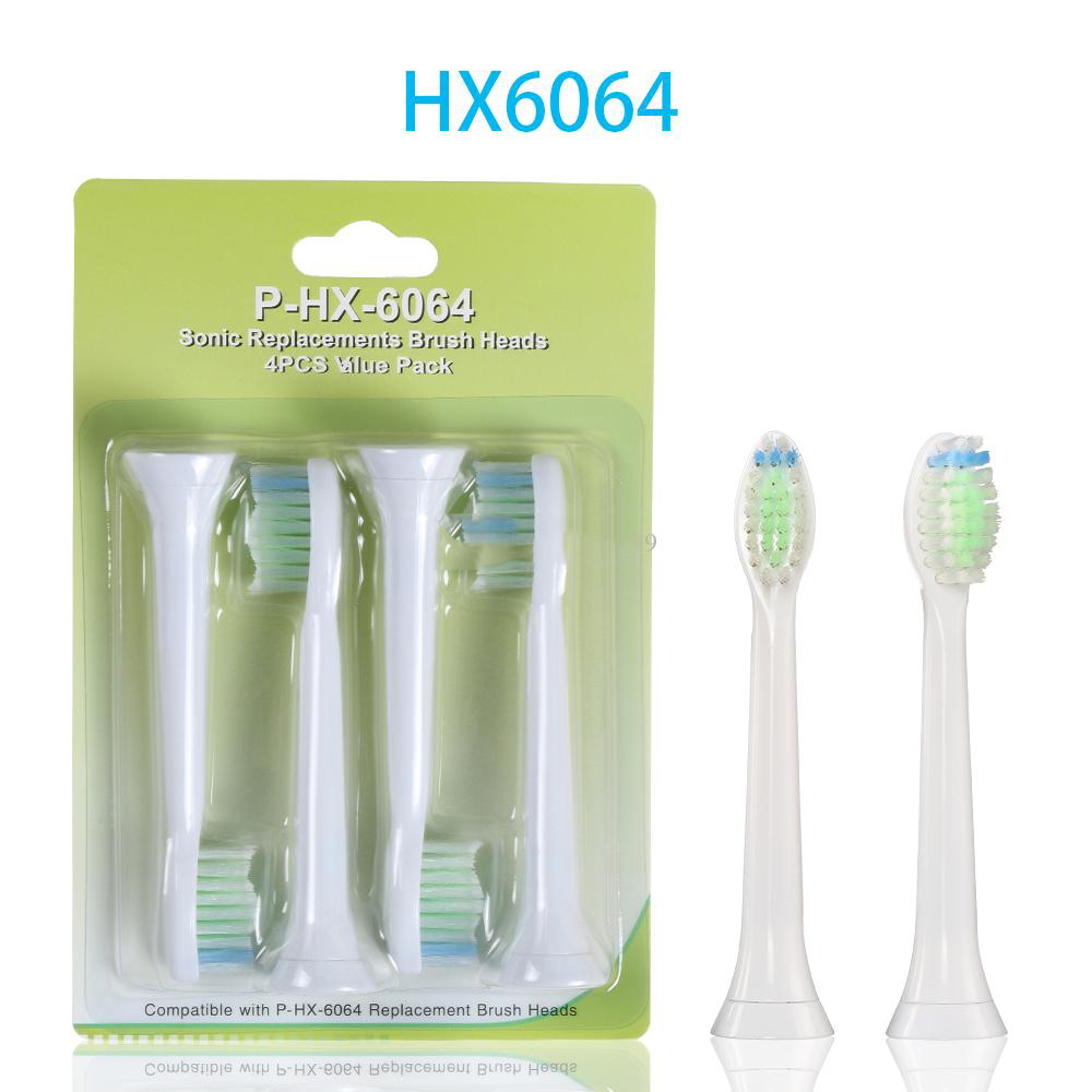 Bộ 4 đầu bàn chải đánh răng điện HX-6064 Trắng cho máy Philips Sonicare HX3, HX6, HX7, HX8, HX9, R, FlexCare +, FlexCare, HealthyWhite, HydroClean, EasyClean, DiamondClean