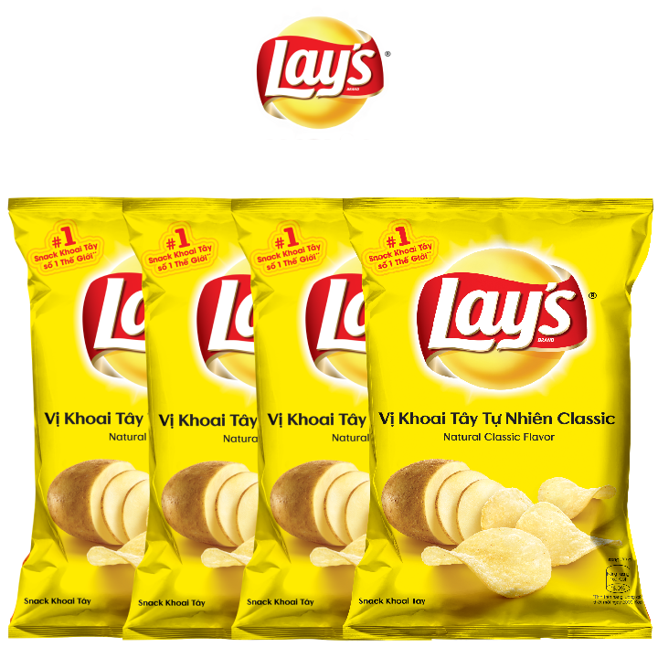 Combo 4 Lays Vị Tự Nhiên Classic 95g