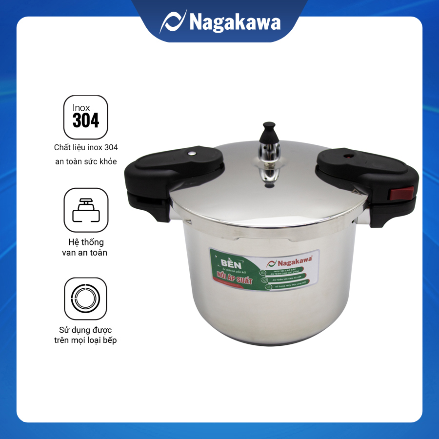 Nồi Áp Suất Cơ Inox Cao Cấp Đáy Từ Nagakawa NAG1452 (5L) - Dùng Trên Mọi Loại Bếp - Hàng Chính Hãng