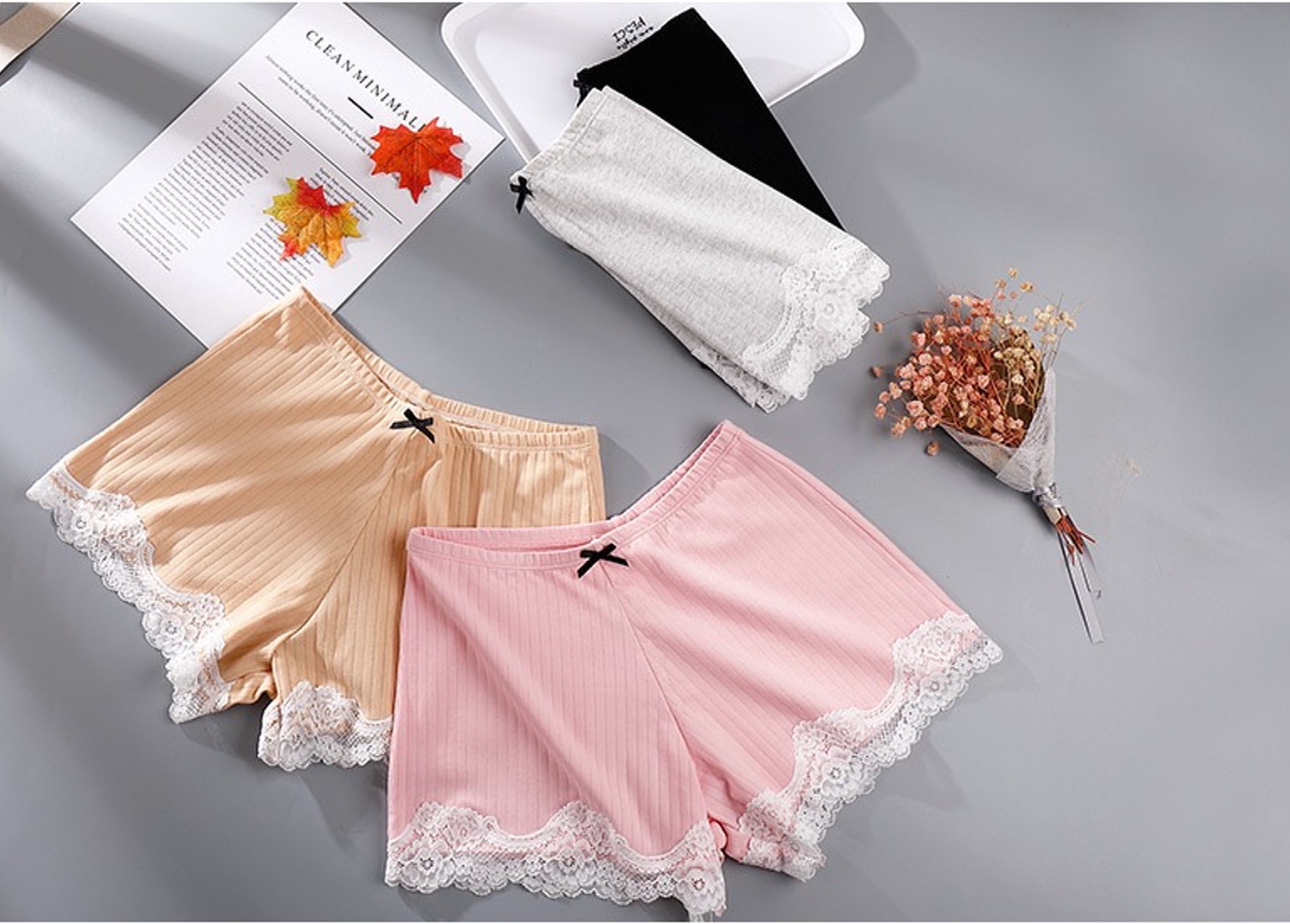 COMBO 5 QUẦN VÁY COTTON TĂM CHÂN REN 044