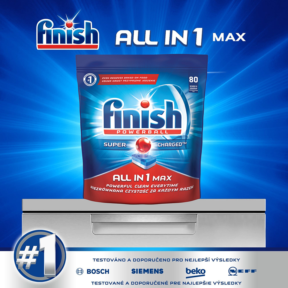 Hình ảnh Túi 80 viên rửa chén Finish All In 1 Max Dishwasher Tablets QT025451