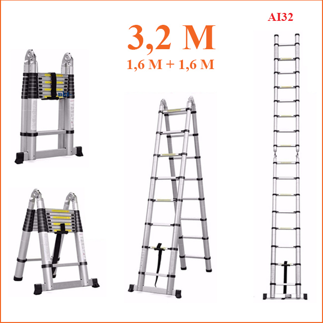 Thang Nhôm Rút Đa Năng 3m2 NKT-AI32E - Hàng Chính Hãng NIKITA - Công Nghệ Tiên Tiến Nhật Bản - Tiêu Chuẩn Châu Âu