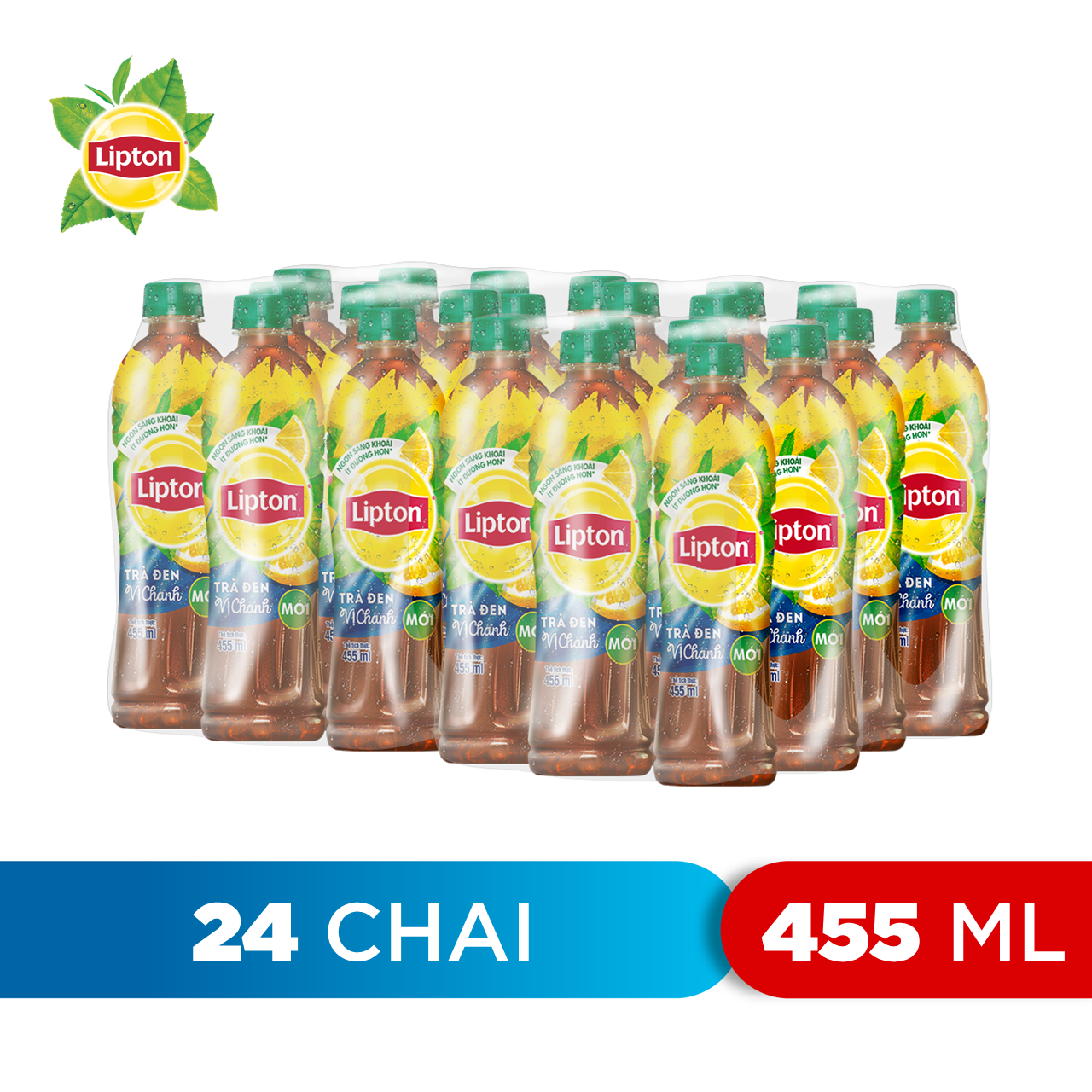 Thùng 24 Chai Nước Giải Khát Lipton Trà Đen Vị Chanh (455ml/chai)