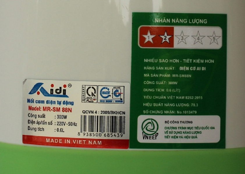 Nồi cơm điện mini cặp lồng Aidi MR-SM 88N (0,6 lít) -Màu Ngẫu Nhiên - Hàng Chính Hãng