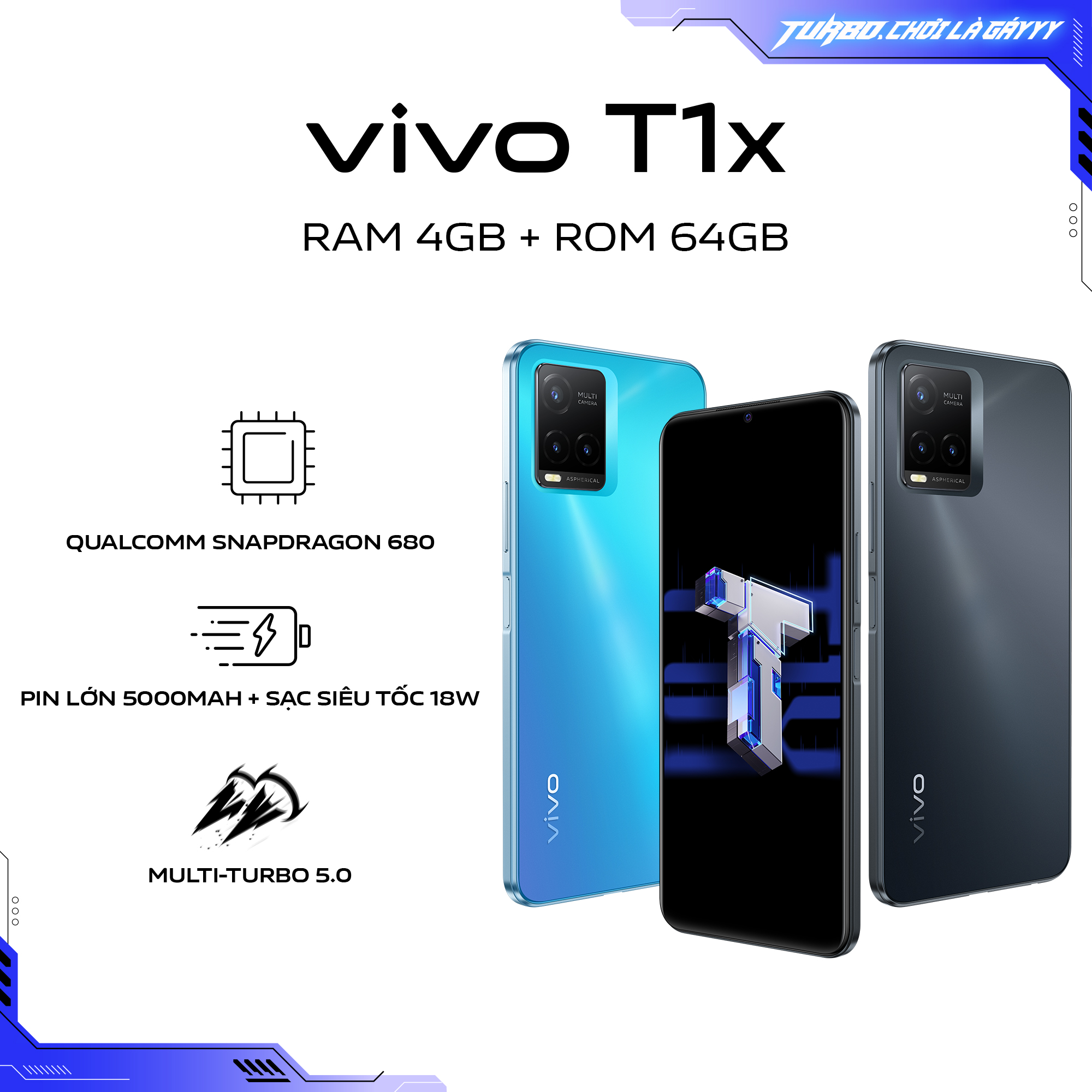 Điện Thoại Vivo T1X (4GB/64GB) - Hàng Chính Hãng