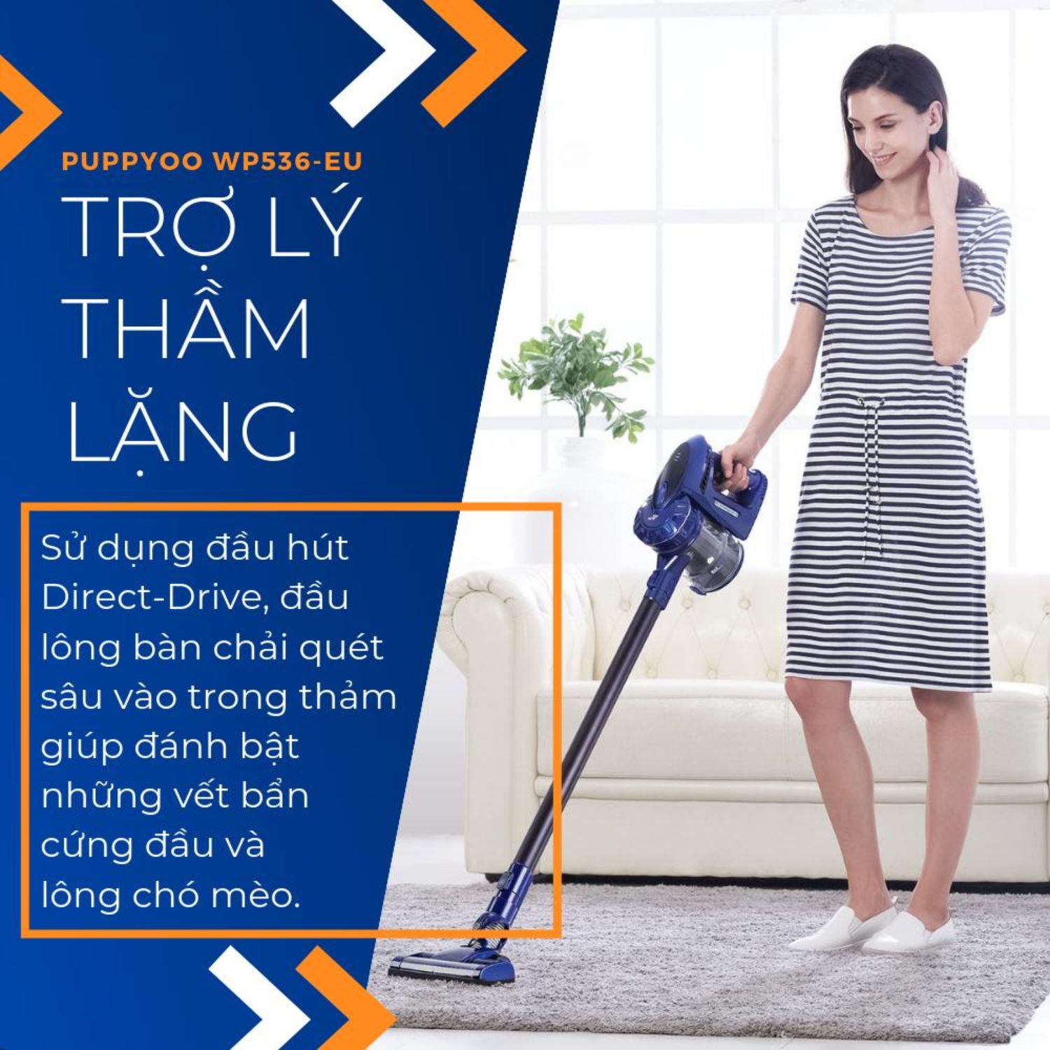 Máy Hút Bụi Cầm Tay PUPPYOO WP536 Không Dây Gia Đình Thông Minh Màu Xanh Blue Loại Mini Đa Năng Lắp Pin Sạc Rời Lực Hút Mạnh 14000PA Cao Cấp Tiện Lợi May Hut Bui Cầu Thang Sàn Chung Cư Ô Tô Nệm Xe Hơi May Hut Bụi Sàn Gỗ Sofa Giường Đệm - Hàng Chính Hãng