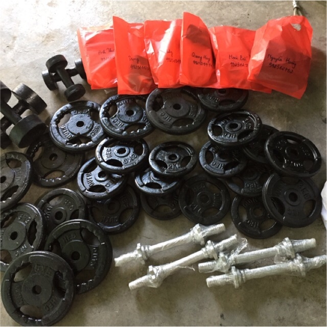 Bộ đòn tạ 1,5m-16kg tạ gang