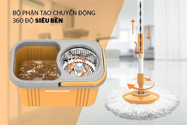 Bộ Lau Nhà Xoay 360 Độ Sunhouse Ks-Cl350PO