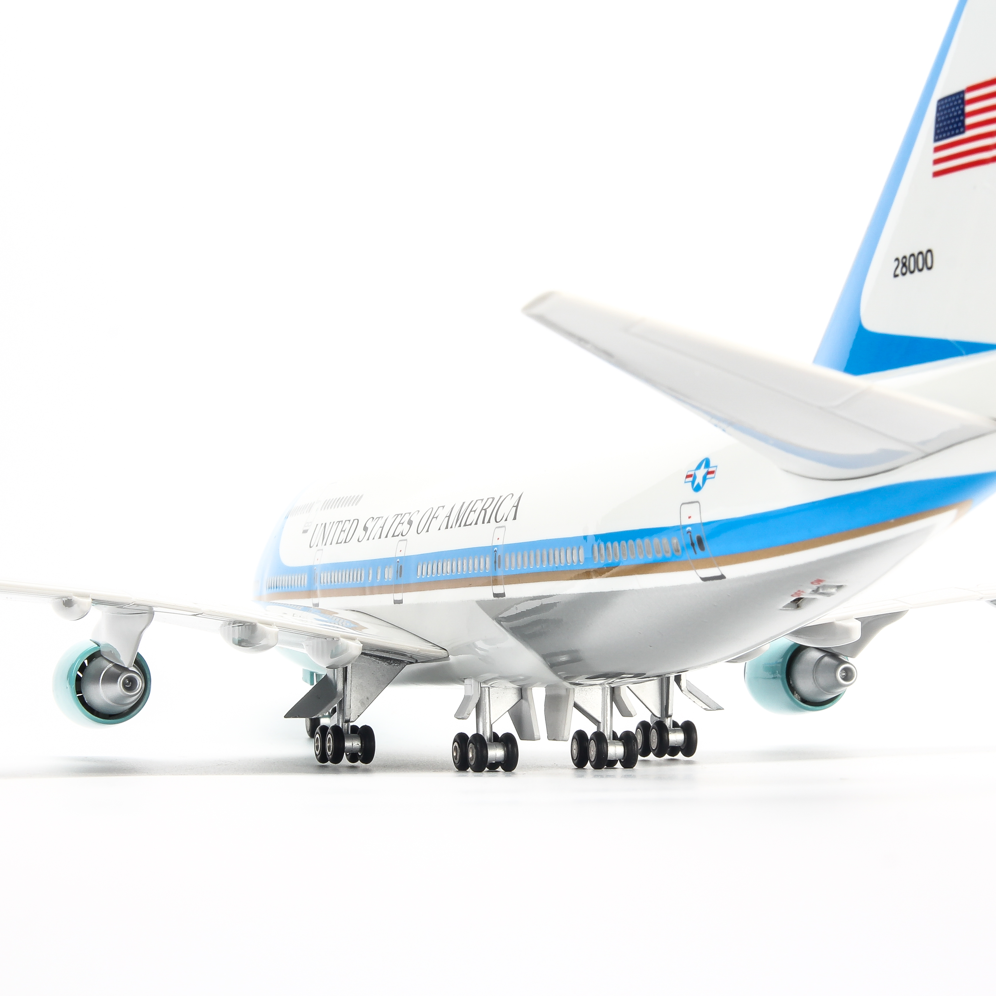 Mô hình máy bay B747 Air Force One 47cm-Trắng,Xanh