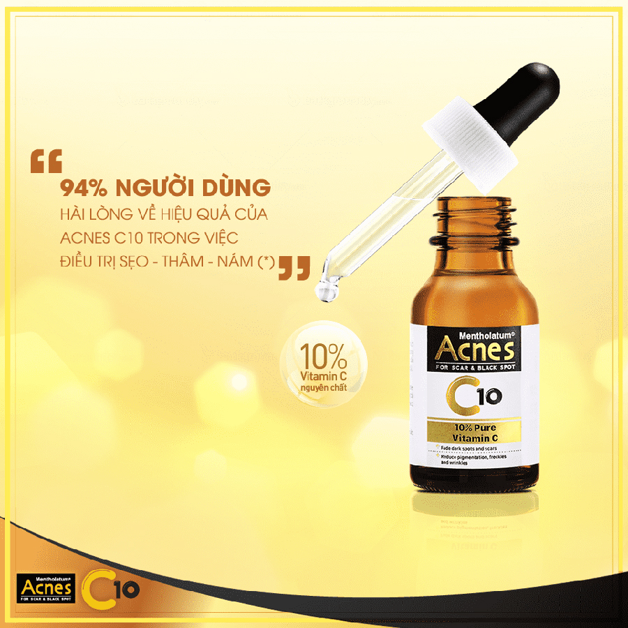 Seum VItamin C 10% dưỡng trắng mờ thâm sạm Acnes Lab C10 serum 15ml