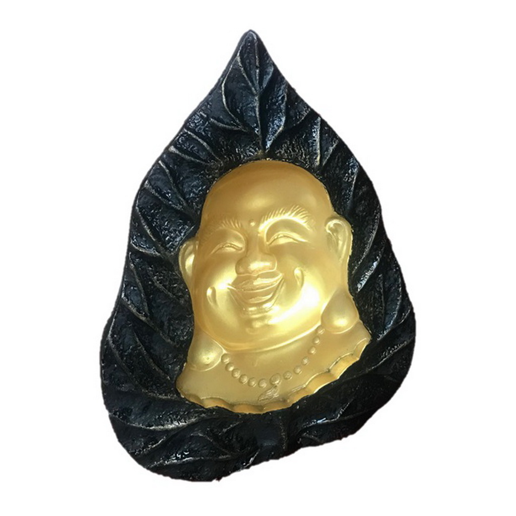 Tượng Mặt Phật Di Lặc Cười Non Nước Điêu khắc 3D lá bồ đề DSF-HR34 Bằng Đá Nhân Tạo Giả Đồng luôn dõi nhìn theo bạn, phù hợp để bàn, để ô tô, trang trí phòng làm việc - Hàng đá mỹ nghệ