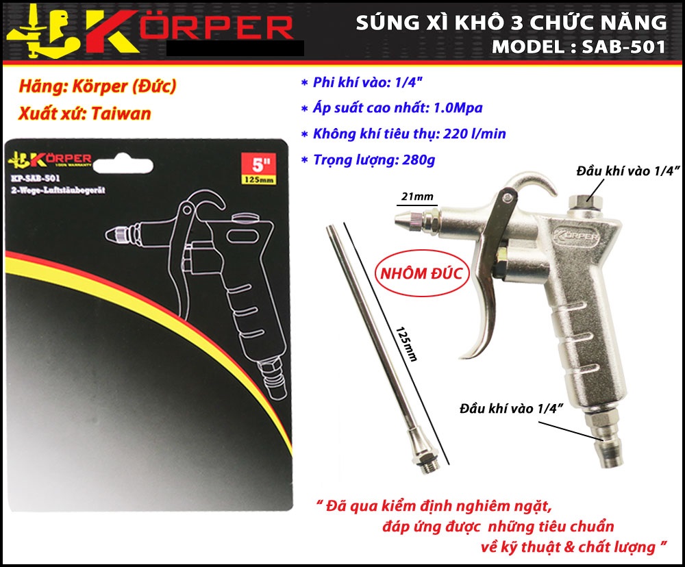 SÚNG XÌ KHÔ 3 CHỨC NĂNG KÖRPER KP-SAB-501