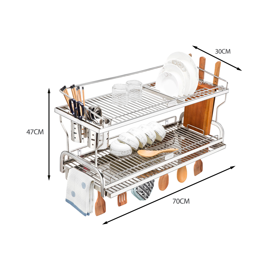 Kệ sóng chén bắt vít (kết hợp 4 trong 1)-có khay inox304 TOVASHU nhiều kích thước 