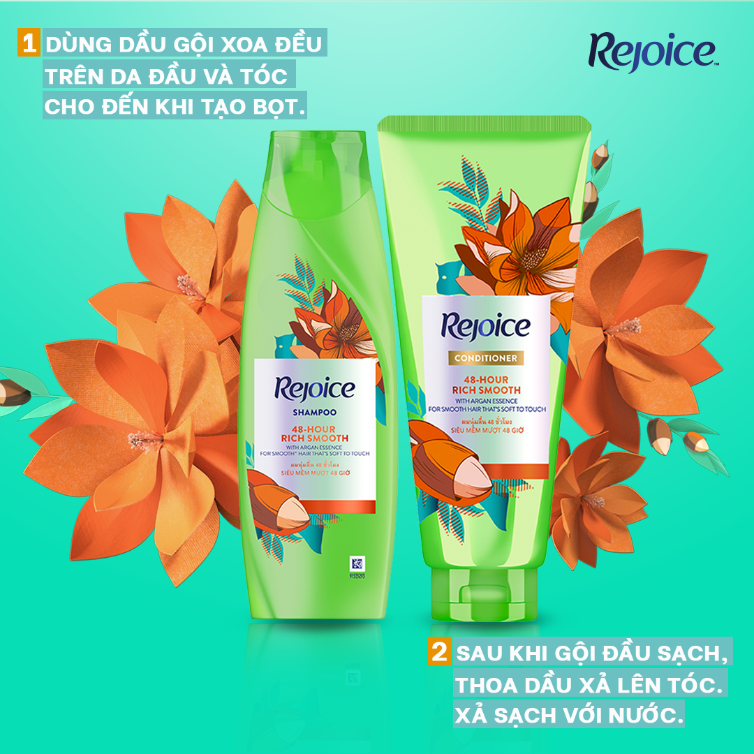 Combo 2 Dầu Gội REJOICE Siêu Mượt 900g/900ml