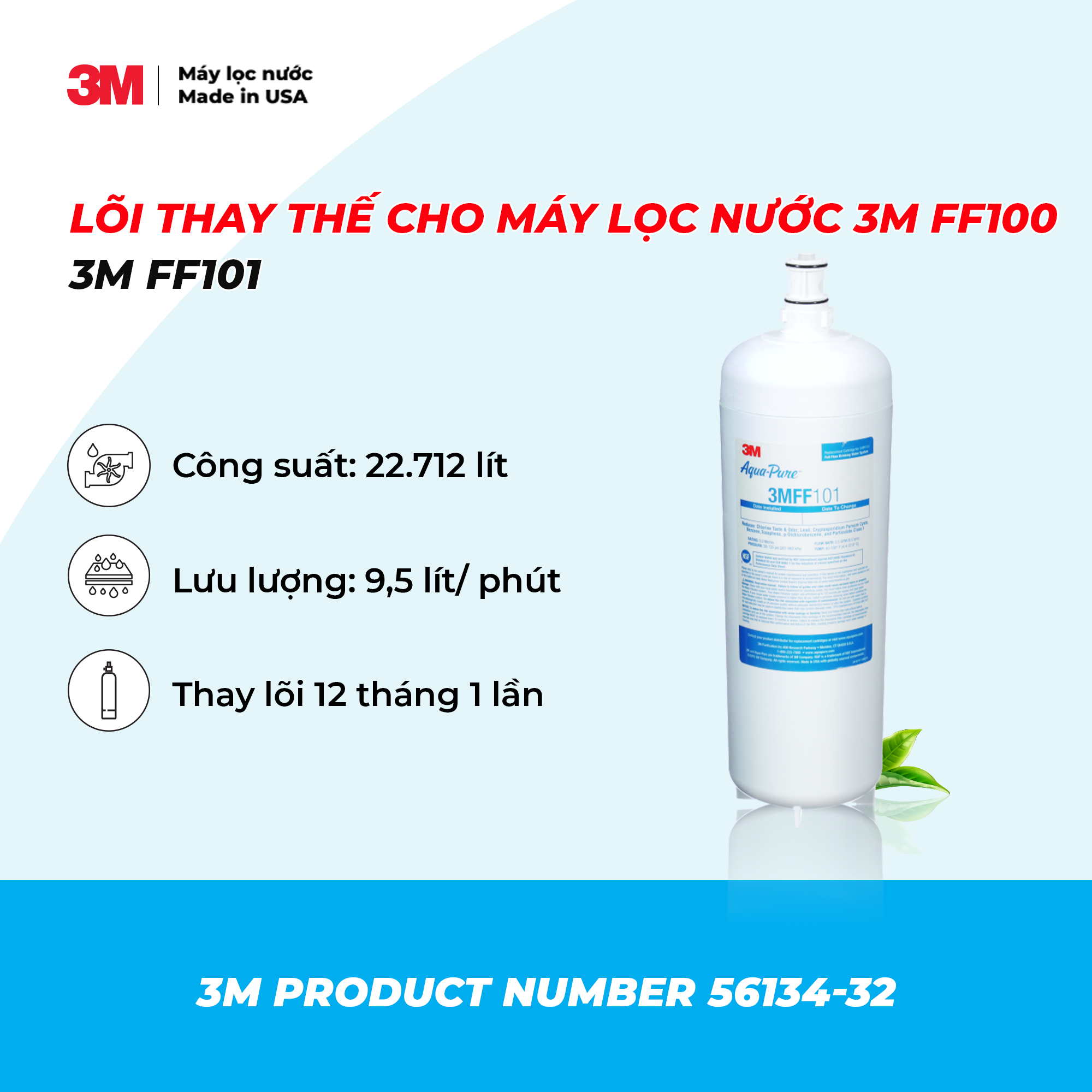 LÕI LỌC THAY THẾ DÙNG CHO MÁY LỌC NƯỚC 3M FF100