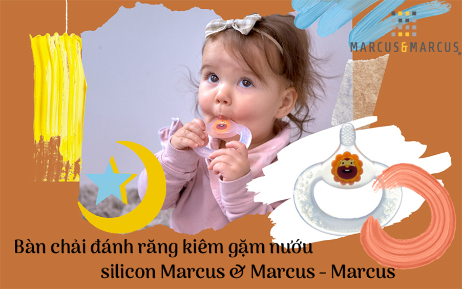 Bàn chải đánh răng kiêm gặm nướu silicon cho bé Marcus &amp; Marcus, từ 6 tháng - Marcus