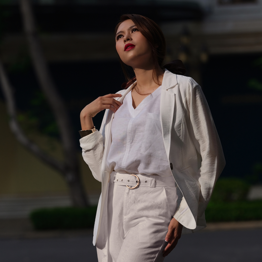 Áo Khoác Blazer Hity TOP125 Linen (Trắng Kim Cương