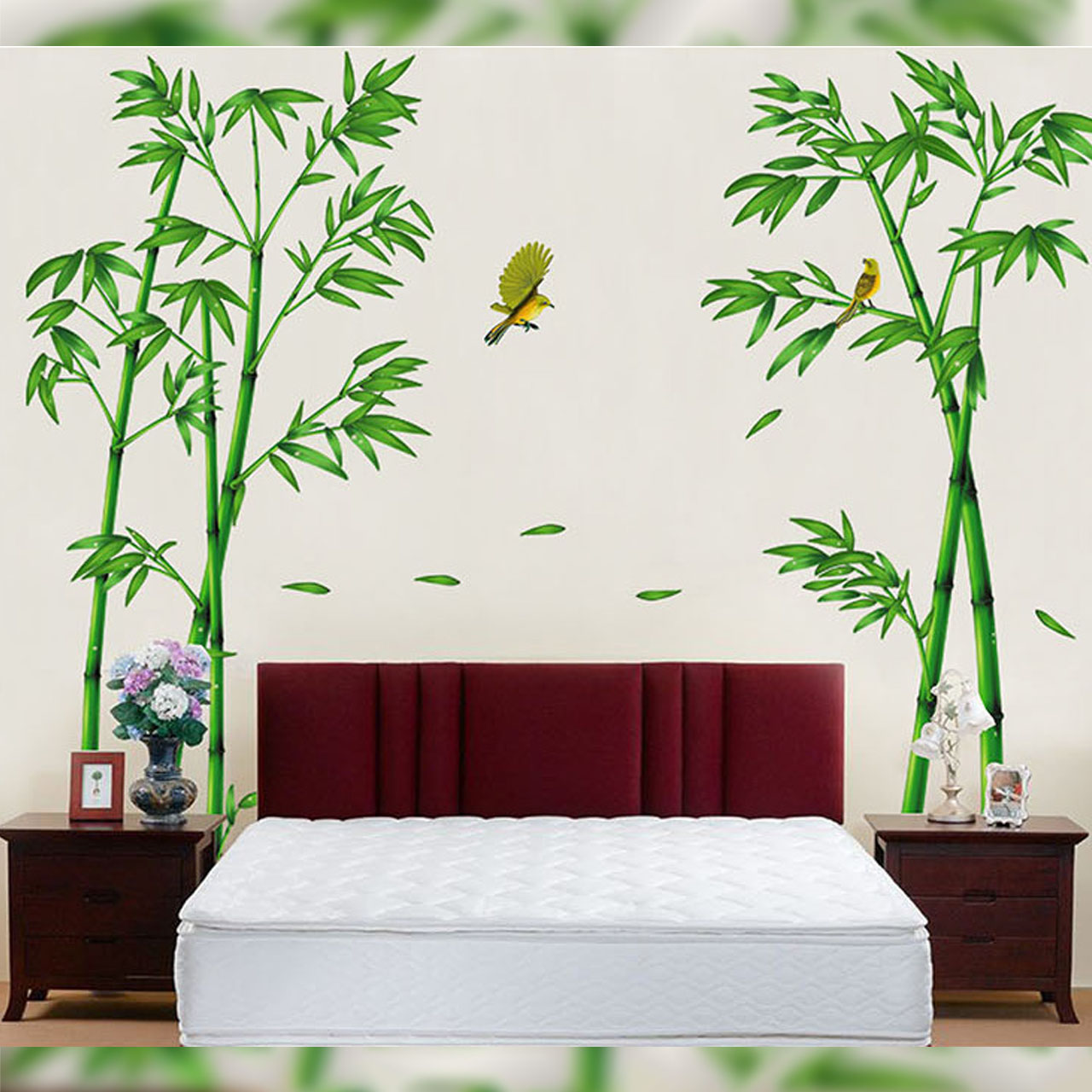 Decal dán tường trang trí phòng khách-Cây trúc xanh-mã sp DLX0779