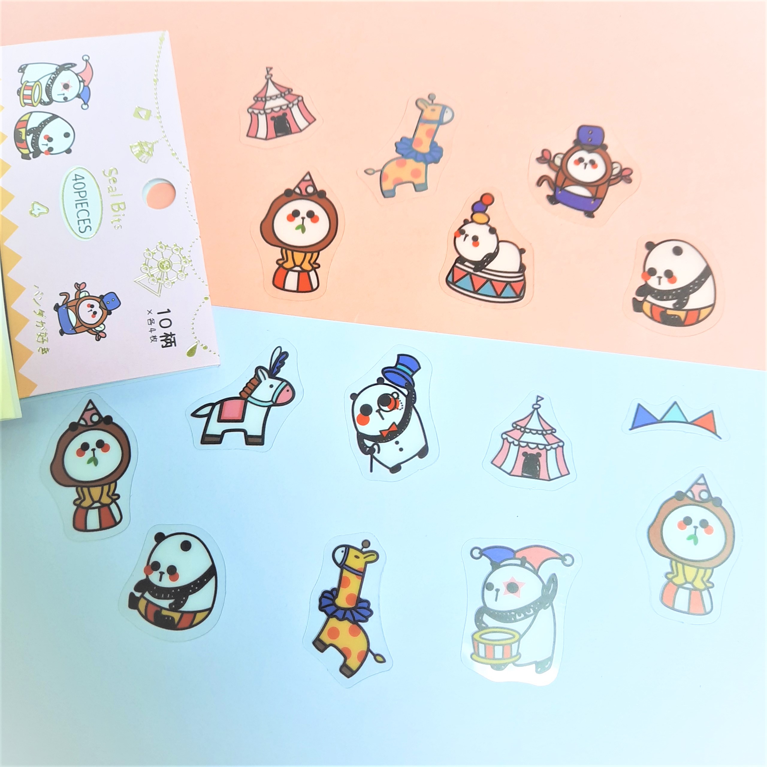 Combo 2 Bộ 40 Sticker Hình Dán Mini Gấu Trúc