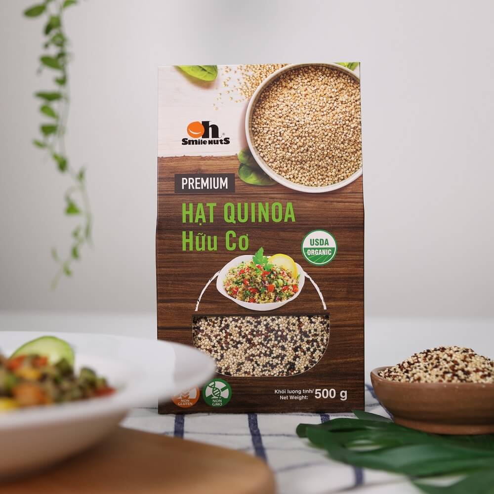 Hộp Mix 3 loại Hạt Quinoa (Diêm mạch) Smile Nuts 500g - Gồm Quinoa Trắng, Quinoa Đen và Quinoa Đỏ - Mixed Quinoa Seed Smile Nuts 500g