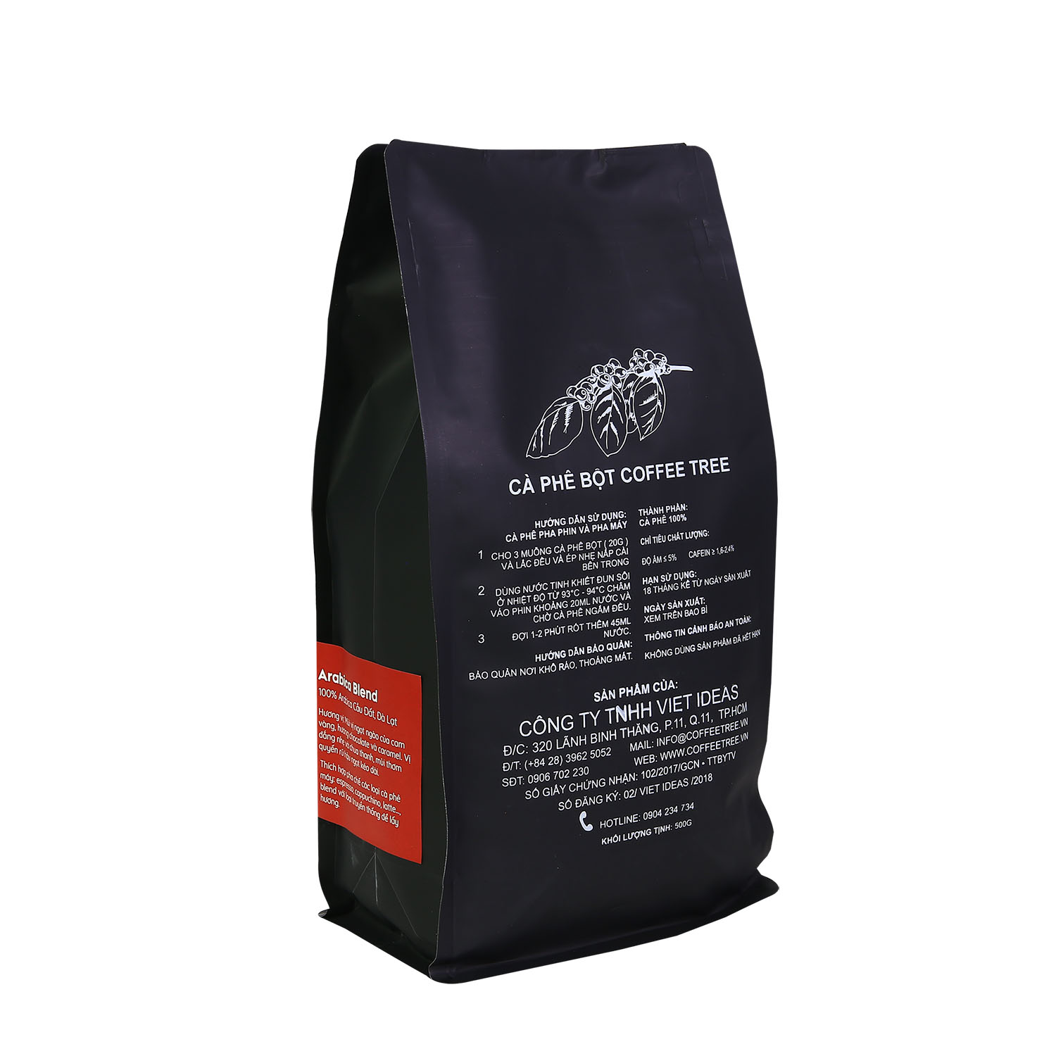 Cà phê bột Arabica Cầu Đất 500g nguyên chất 100% Coffee Tree  thơm nồng, vị nhẹ, gu tây