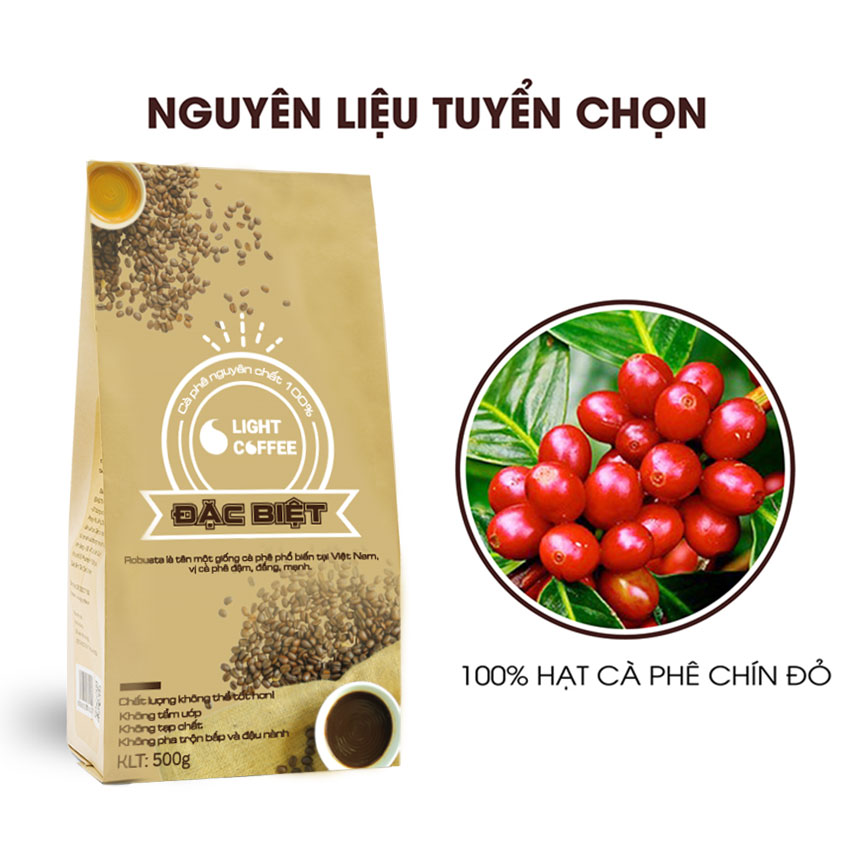 Cà phê rang xay Đặc biệt Light coffee vị đậm, đắng mạnh - 500g