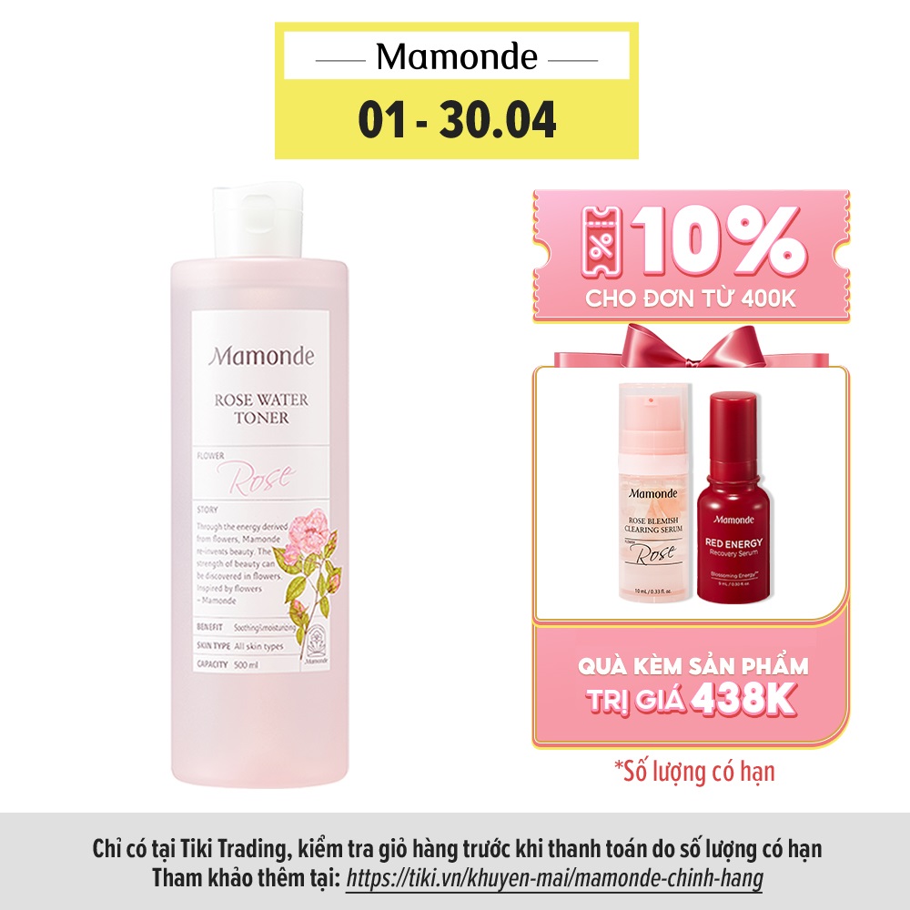 Nước Hoa Hồng Cung Cấp Độ Ẩm Mamonde Rose Water Toner (500ml)