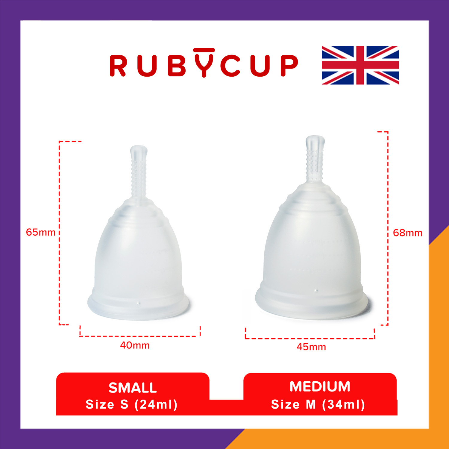 Cốc Nguyệt San Ruby Cup Anh Trong Suốt Size S 24ml - Độ Mềm Phù Hợp Phụ Nữ Việt - Vật liệu 100% Sillicon Y Tế Đạt Tiêu Chuẩn FDA – Hàng Chính Hãng Thương Hiệu Được Yêu Thích Tại Anh Và Hơn 36 Quốc Gia - Ruby Cup Clear S